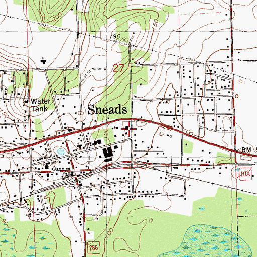 Topographic Map of Sneads Police Department, FL