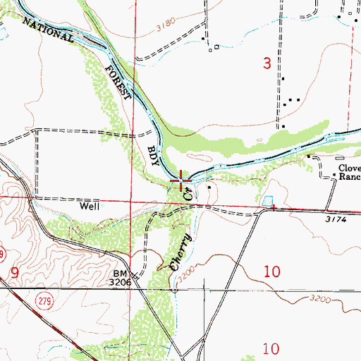 Topographic Map of Cherry Creek, AZ