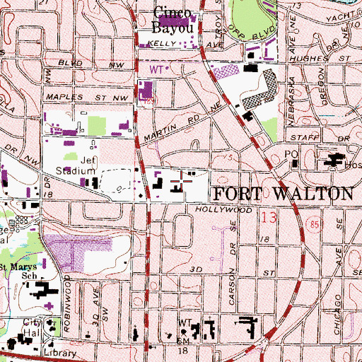Topographic Map of Fort Walton Beach Police Department, FL