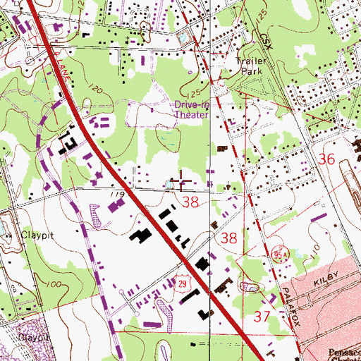 Topographic Map of Florida Highway Patrol Troop A, FL