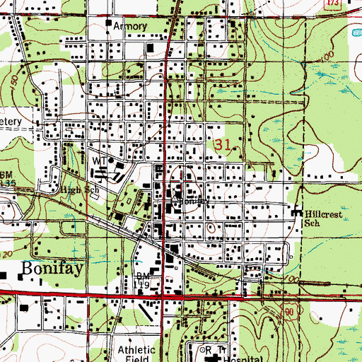 Topographic Map of Holmes County Sheriff's Office, FL
