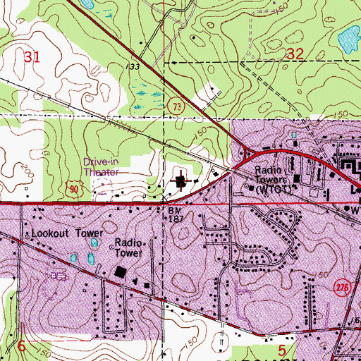 Topographic Map of Jackson County Sheriff's Office, FL