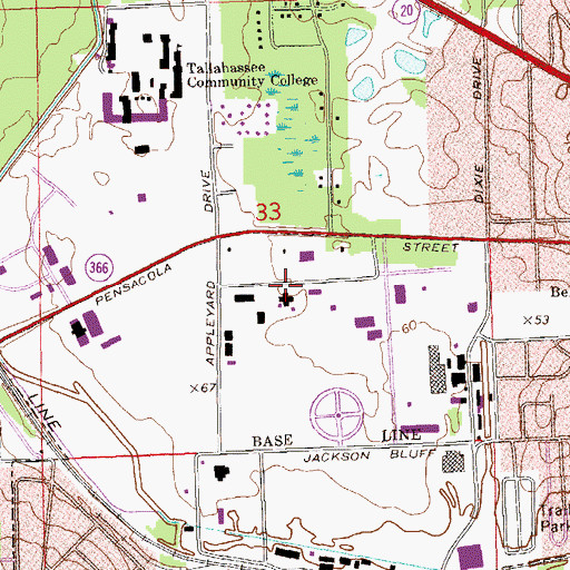 Topographic Map of Leon County Sheriff's Office, FL