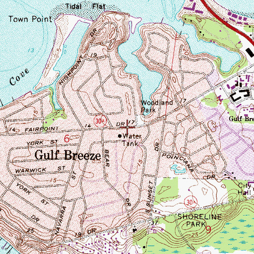 Topographic Map of Gulf Breeze Police Department, FL