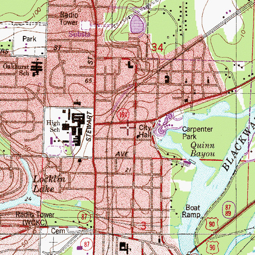 Topographic Map of Milton Police Department, FL