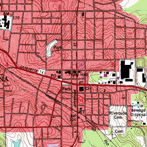 Topographic Map of Marianna Police Department, FL