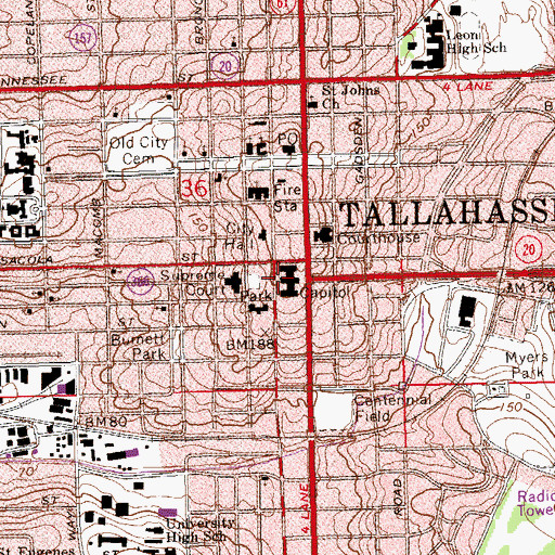 Topographic Map of Florida Capitol Police Department, FL