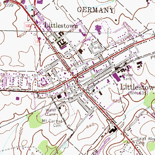 Topographic Map of Littlestown Police Department, PA