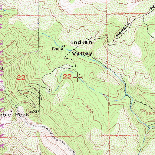 Topographic Map of Indian Valley Campground, CA