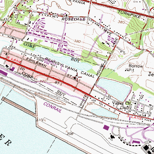 Topographic Map of Highspire Police Department, PA