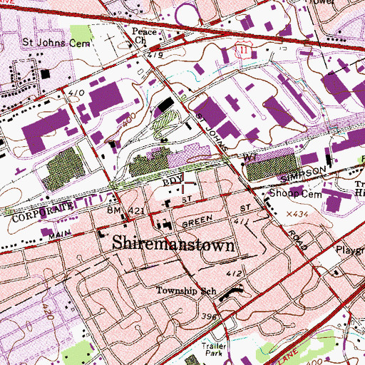 Topographic Map of Shiremanstown Police Department, PA