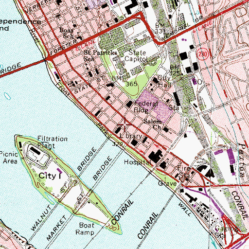 Topographic Map of Harrisburg City Bureau of Police, PA