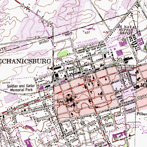 Topographic Map of Mechanicsburg Borough Police Department, PA