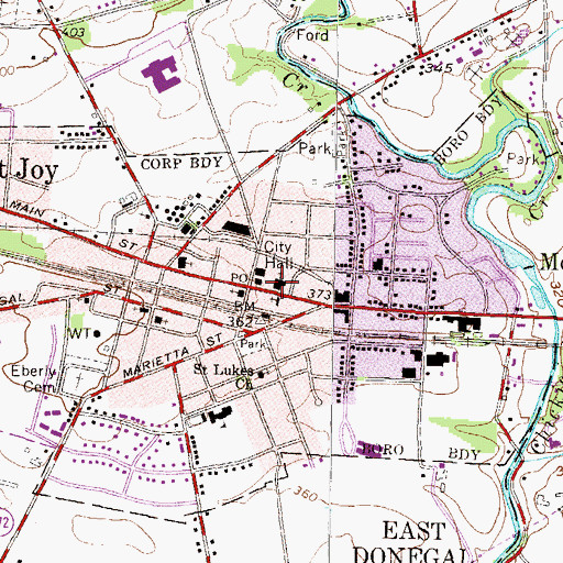 Topographic Map of Mount Joy Police Department, PA
