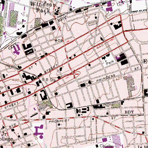 Topographic Map of York Police Department Community, PA
