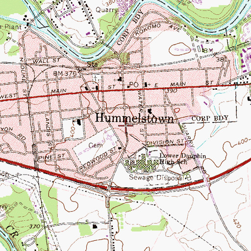 Topographic Map of Hummelstown Police Department, PA