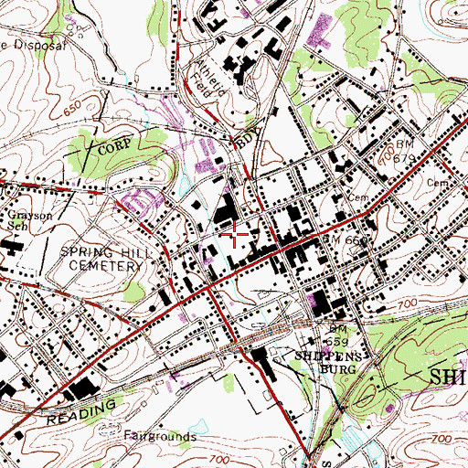 Topographic Map of Shippensburg Police Department, PA