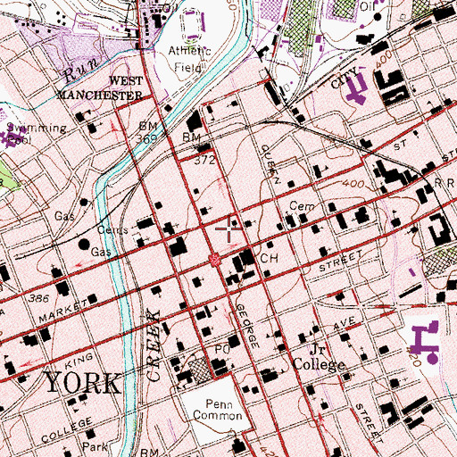 Topographic Map of York County Sheriff's Office, PA
