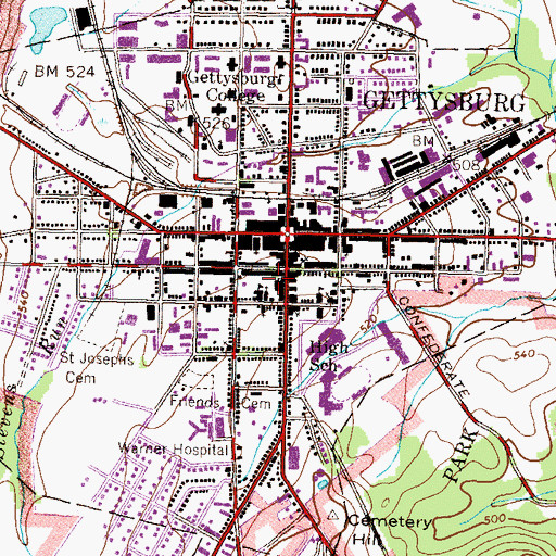 Topographic Map of Adams County Sheriff's Office, PA