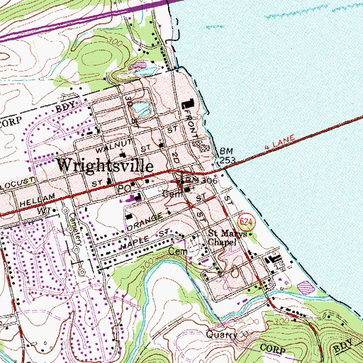 Topographic Map of Wrightsville Police Department, PA