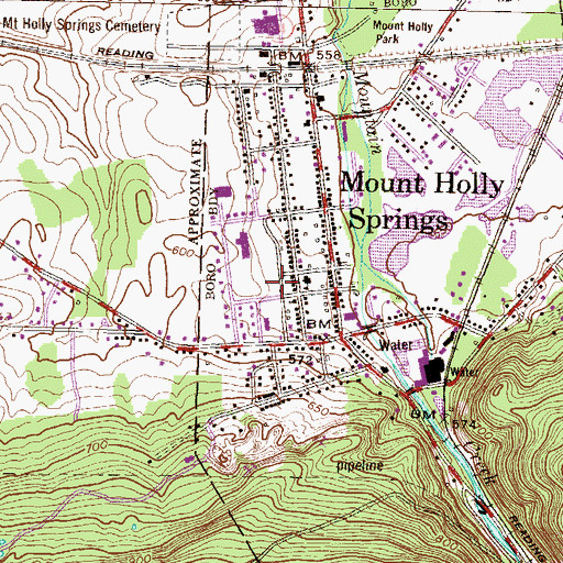 Topographic Map of Mount Holly Springs Police Department, PA