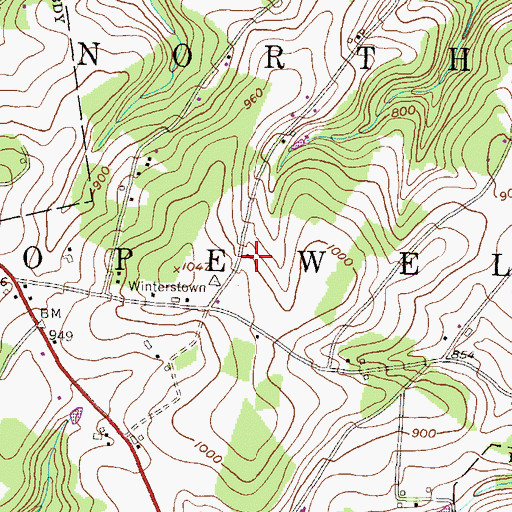 Topographic Map of North Hopewell Township Police Department, PA