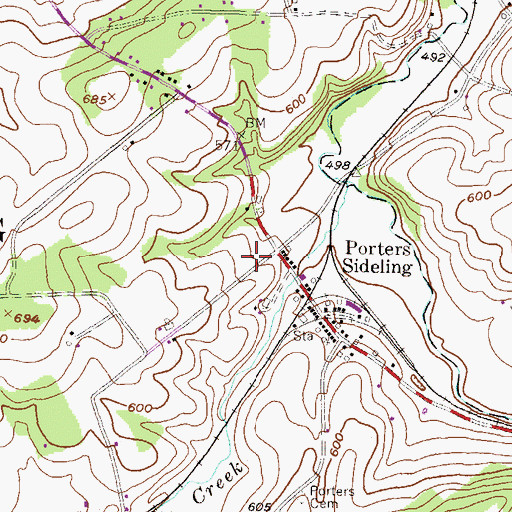 Topographic Map of Southwestern Regional Police Department, PA