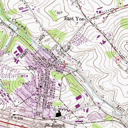 Topographic Map of Yoe Fire Company Ambulance Service MICU 36, PA