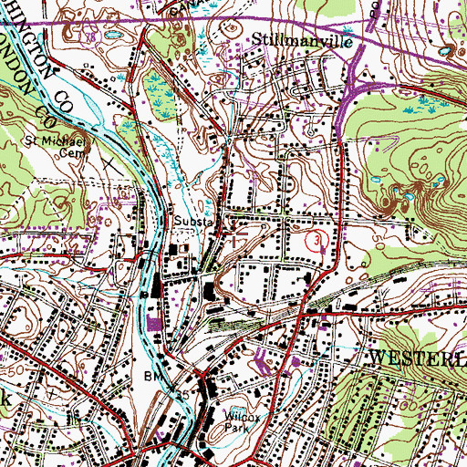 Topographic Map of Westerly Police Department Substation 1, RI