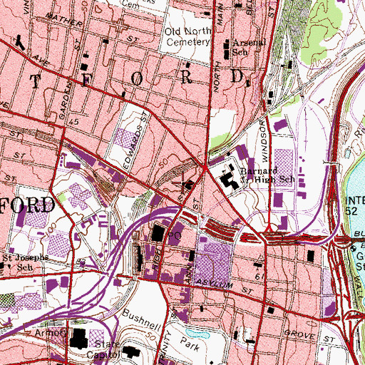 Topographic Map of Hartford Police Department, CT