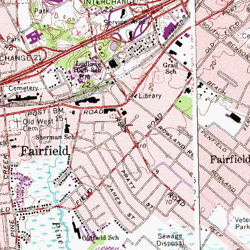 Topographic Map of Fairfield Police Department, CT