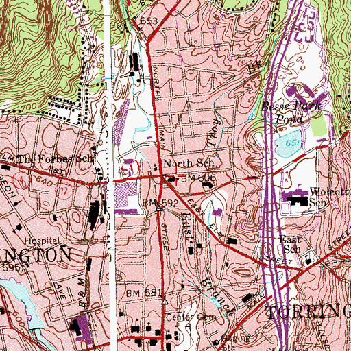 Topographic Map of Torrington Police Department, CT