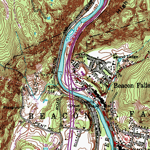 Topographic Map of Beacon Falls Police Department, CT