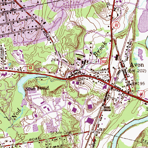 Topographic Map of Avon Police Department, CT