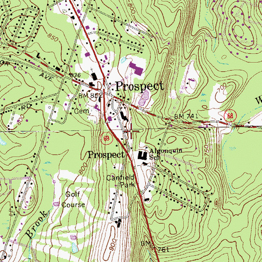 Topographic Map of Prospect Resident State Patrol Office, CT