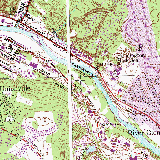 Topographic Map of Farmington Police Department, CT