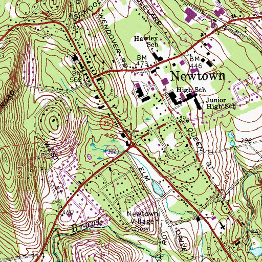 Topographic Map of Newtown Police Department, CT