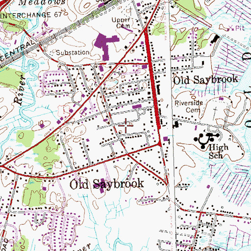 Topographic Map of Old Saybrook Police Department, CT