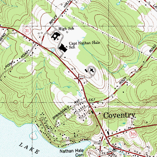Topographic Map of Coventry Police Department, CT