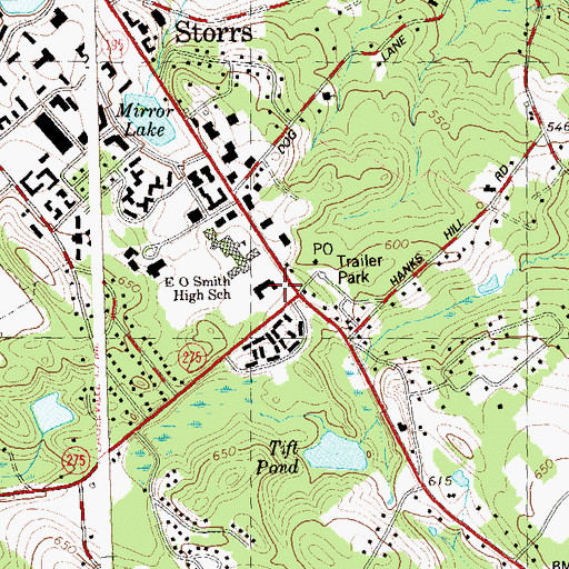 Topographic Map of Storrs Resident State Trooper Office, CT