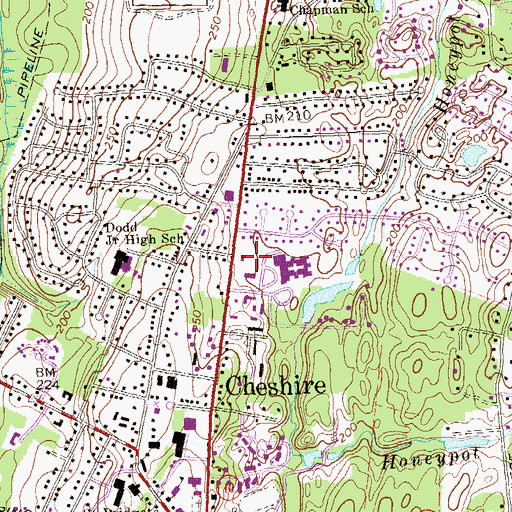 Topographic Map of Cheshire Police Department, CT