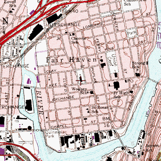 Topographic Map of New Haven Police Dept, CT