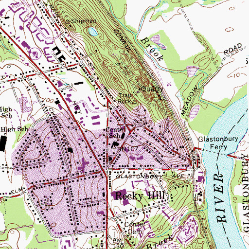 Topographic Map of Rocky Hill Police Department, CT