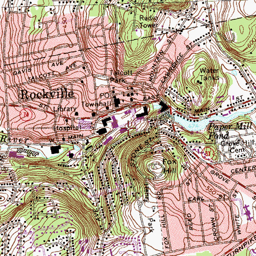 Topographic Map of Tolland County Sheriff's Office, CT