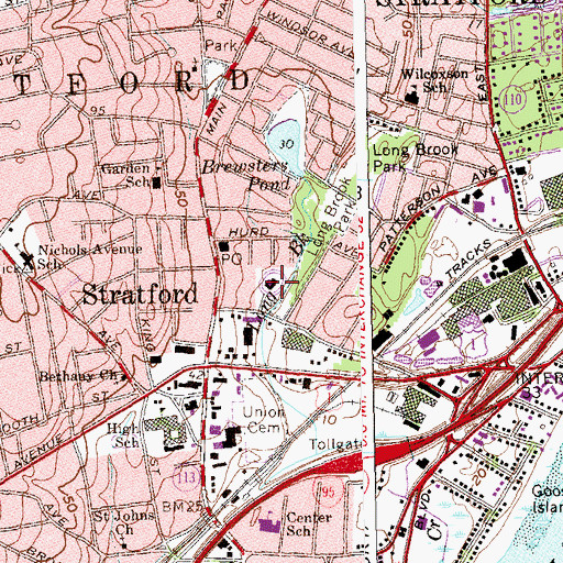 Topographic Map of Stratford Police Department, CT
