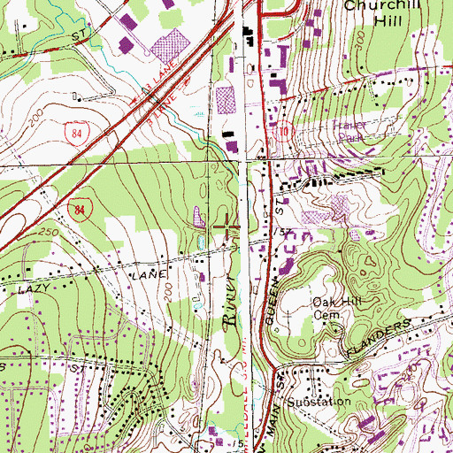 Topographic Map of Southington Police Department, CT