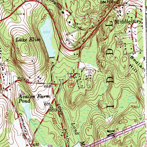 Topographic Map of Middlebury Police Department, CT