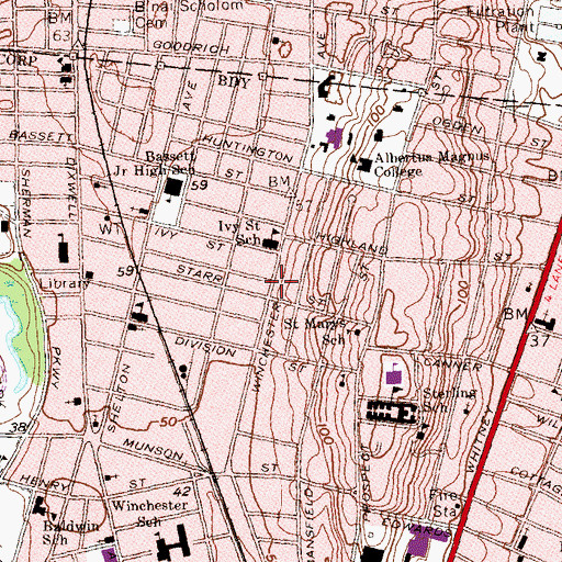 Topographic Map of New Haven Police Dept, CT