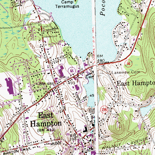 Topographic Map of East Hampton Police Department, CT
