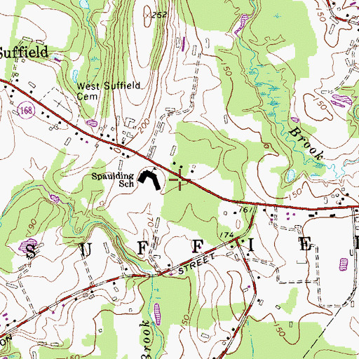 Topographic Map of Town of Suffield Police Department, CT